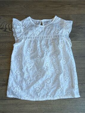 Amazon White Eyelet Flutter Sleeve Top